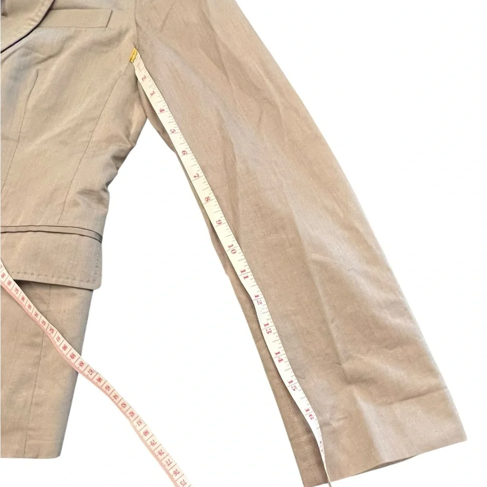 J Crew Schoolboy Tan Blazer‎ Womens Cotton 1-Button 8 Pink Lining Fitted Preppy
